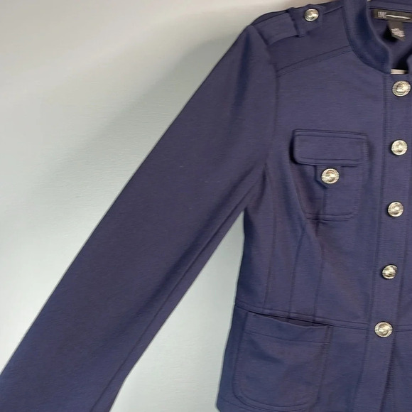 Inc International Concepts Military Style Blazer Jacket Navy Blue Stretch Size M - Picture 5 of 11